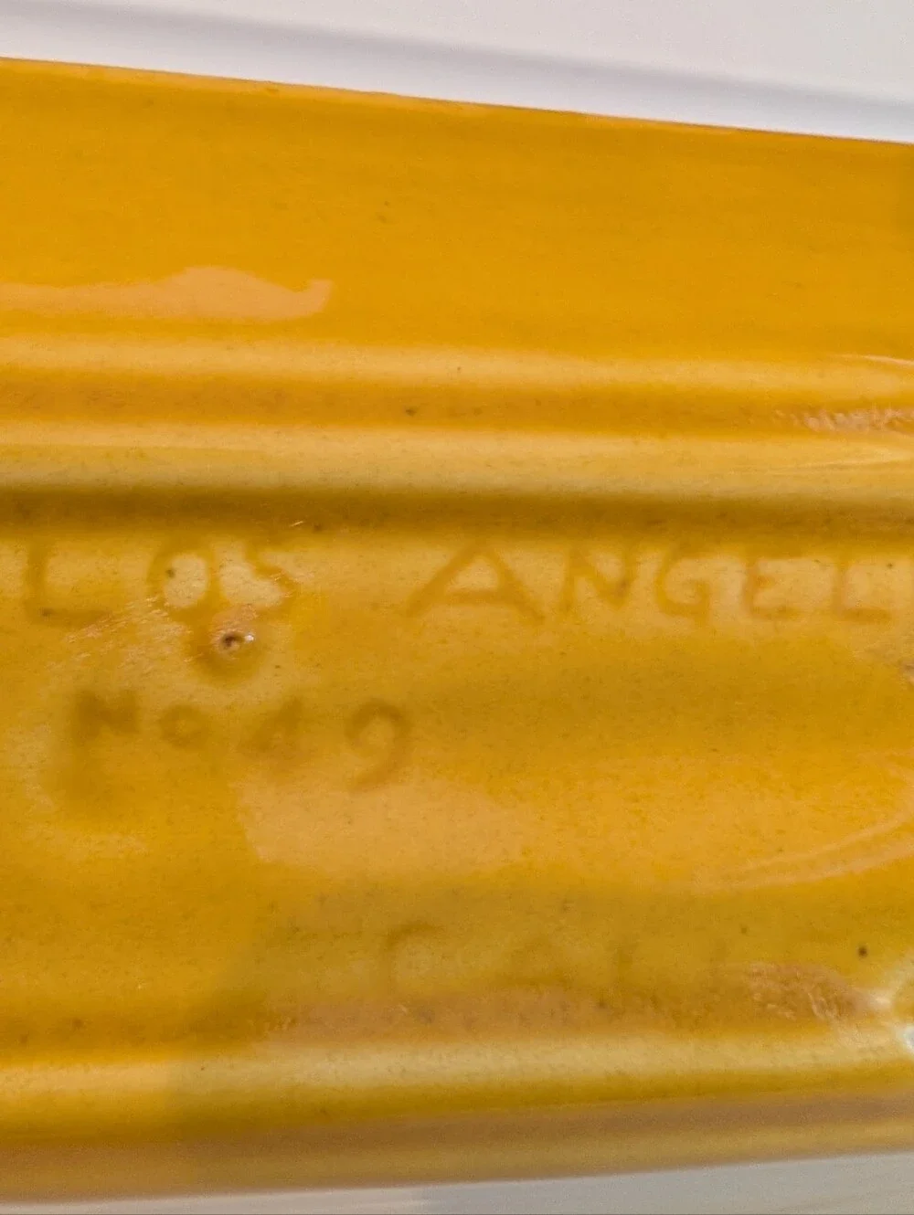 Vintage Los Angeles Potteries Cracker Dish Gold Yellow